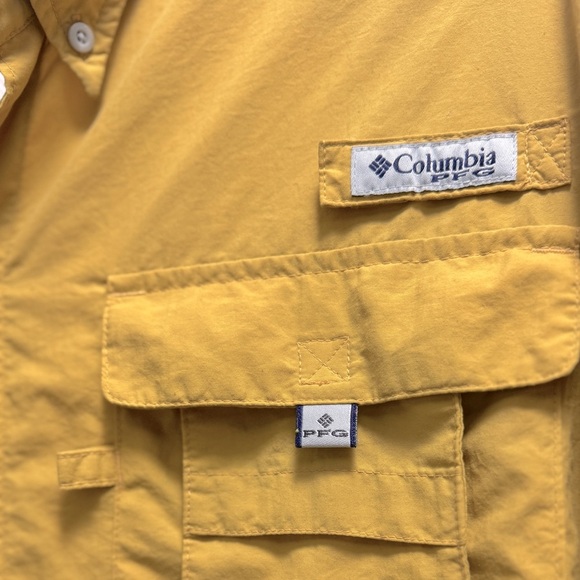 Men's Columbia Button Down Fishing Shirt Size L Yellow - Picture 4 of 7
